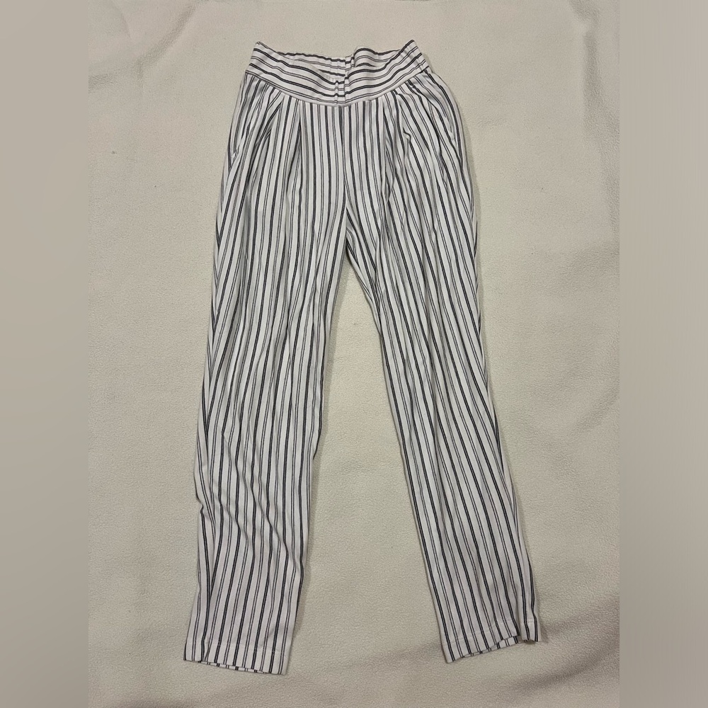 COA Black and White Straight Leg Striped Pants